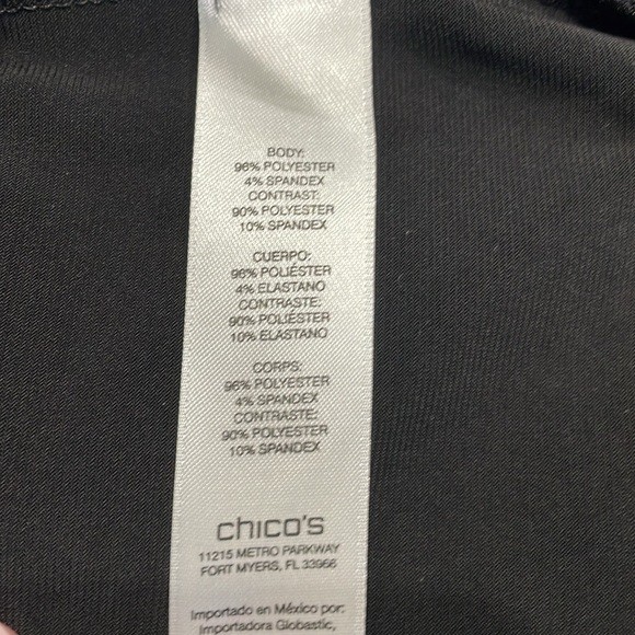 Chico’s size 2,(12/14) Black Tunic w/ diagonal velveteen stripes in front. - Picture 6 of 7